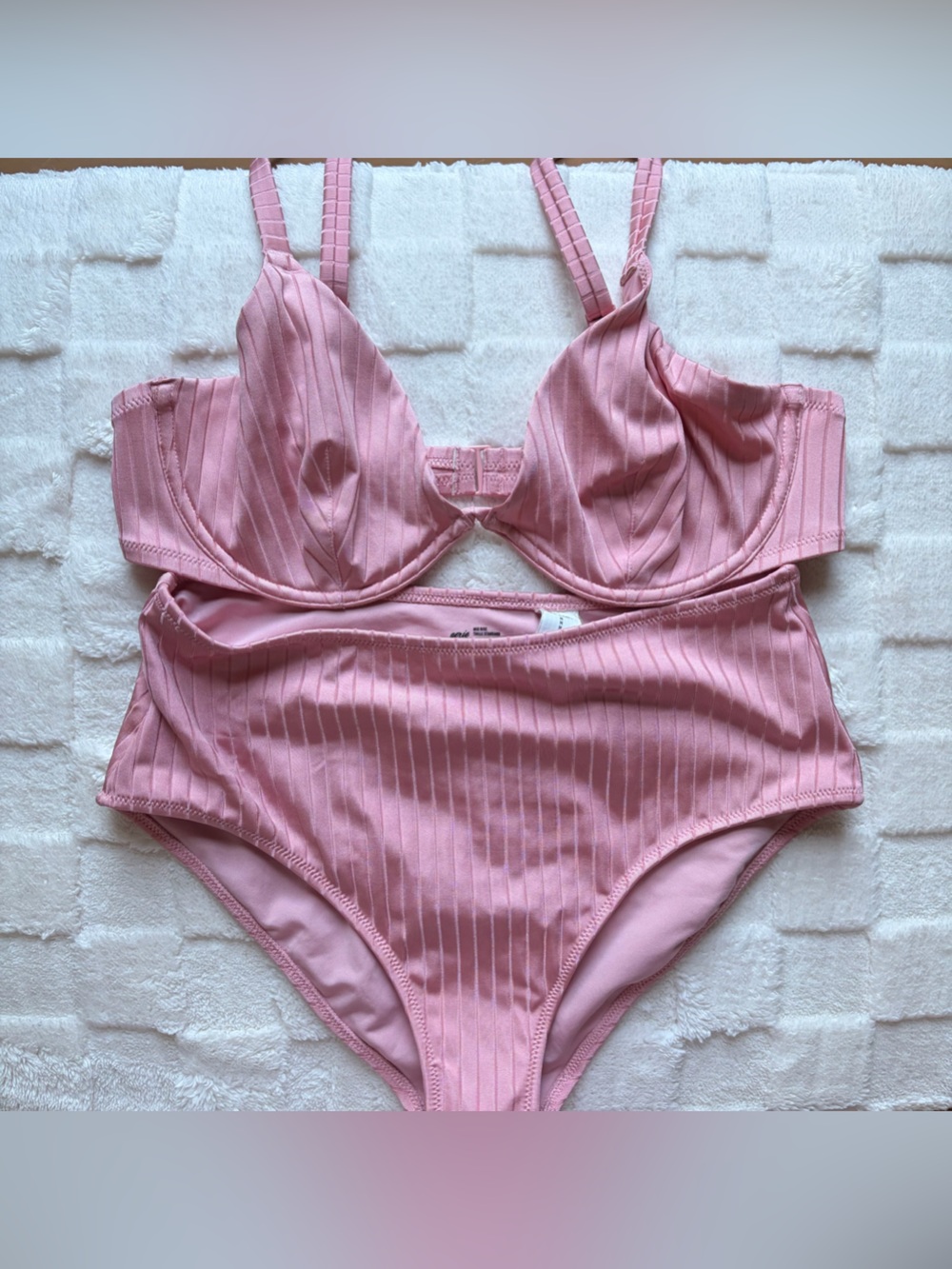 aerie Pink Ribbed Underwire Bikini Top & High-Waist Bottom